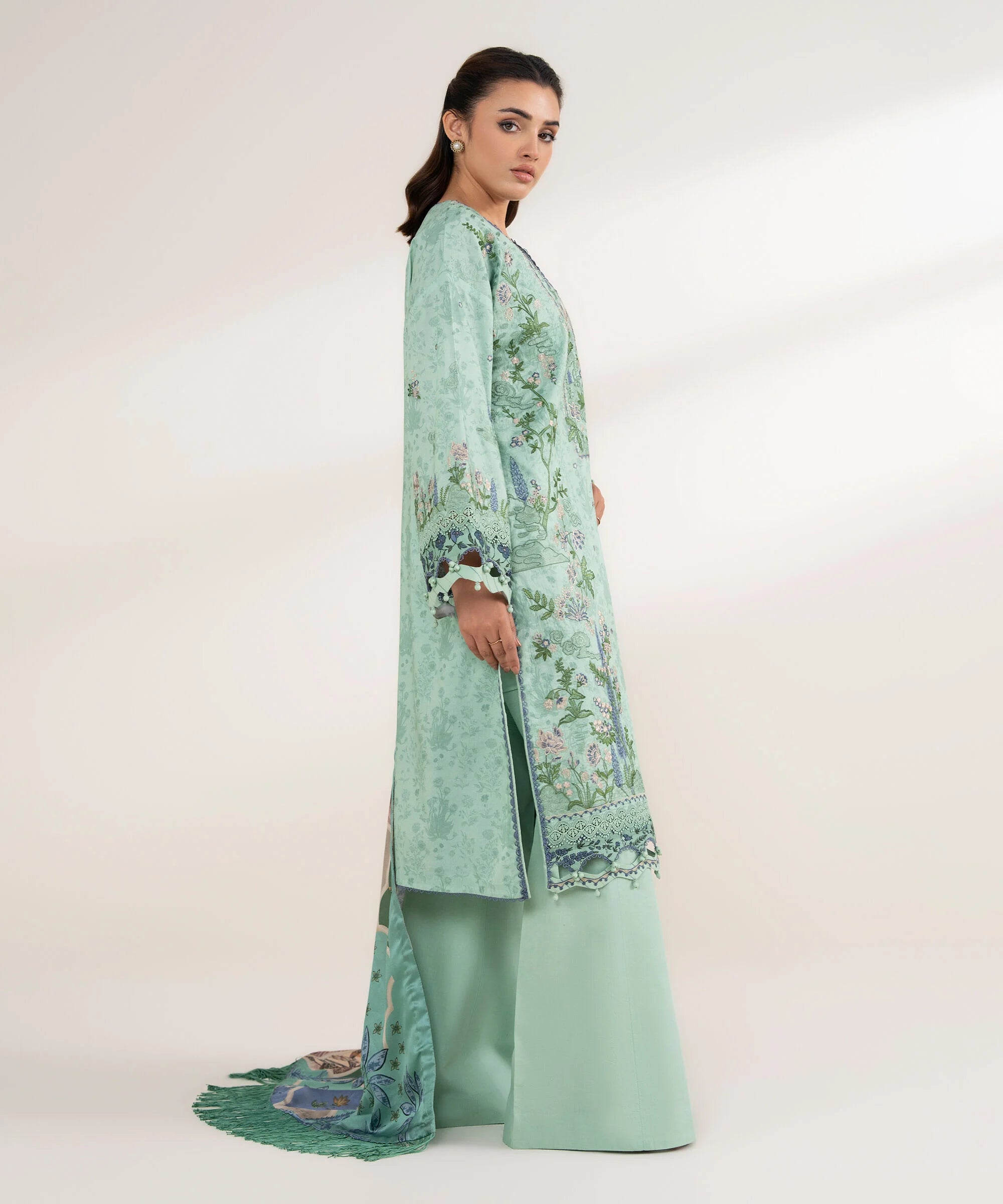 3 Piece - Embroidered Cotton Suit