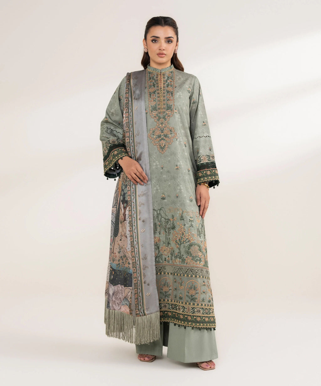 3 Piece - Embroidered Cotton Suit