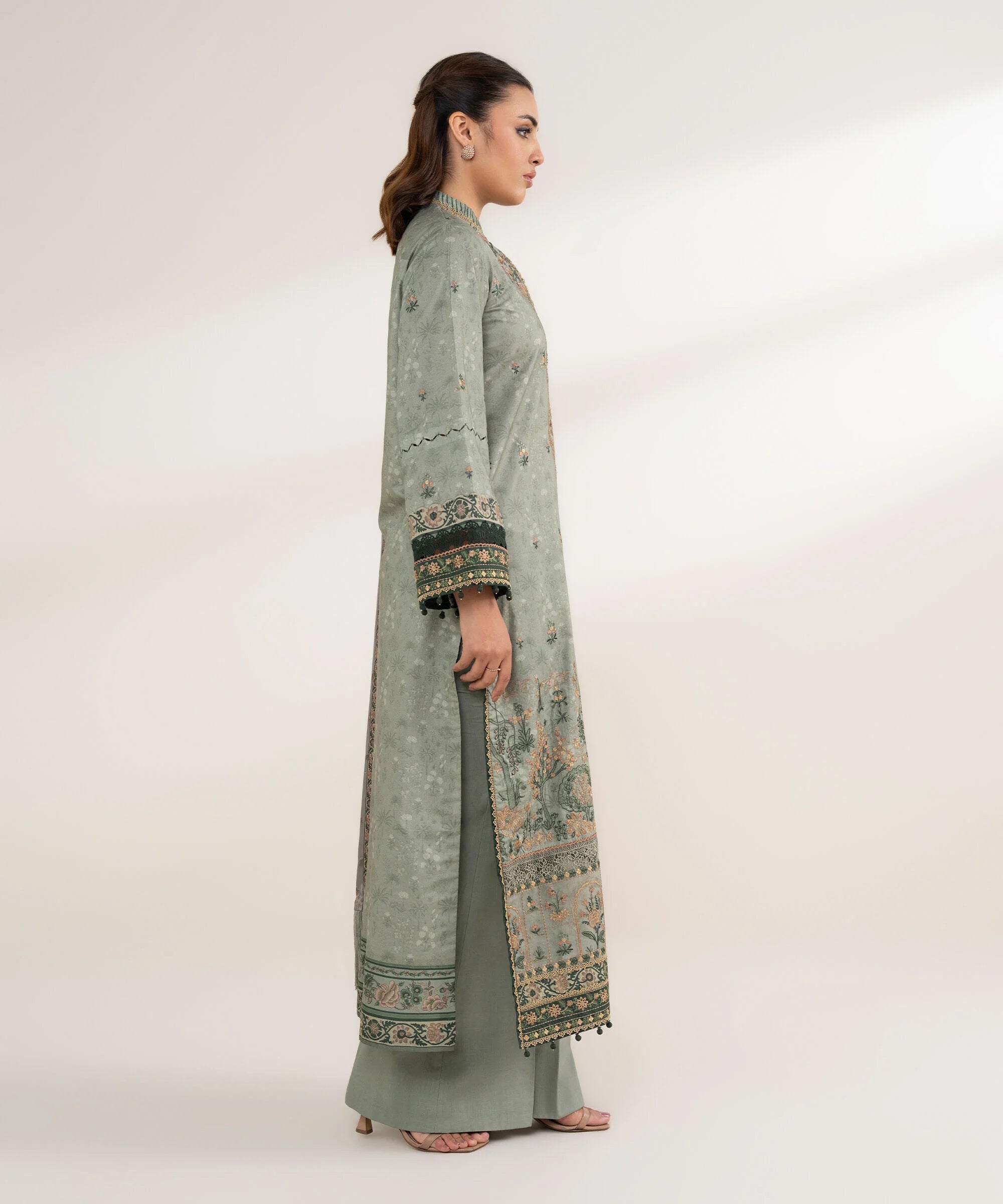 3 Piece - Embroidered Cotton Suit