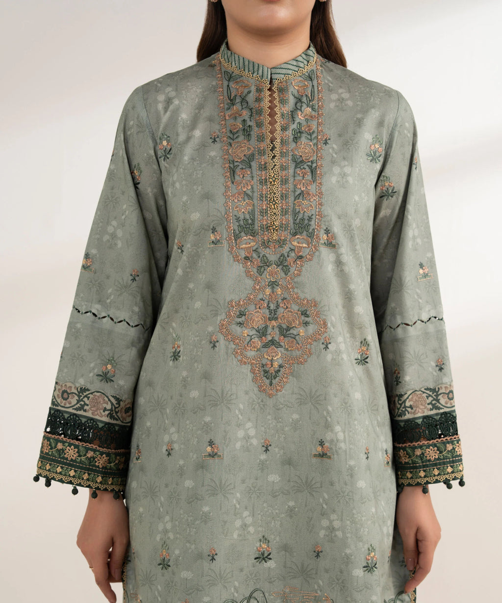 3 Piece - Embroidered Cotton Suit