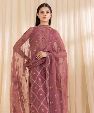 3 Piece - Embroidered Twill Suit
