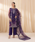 3 Piece - Embroidered Organza Suit