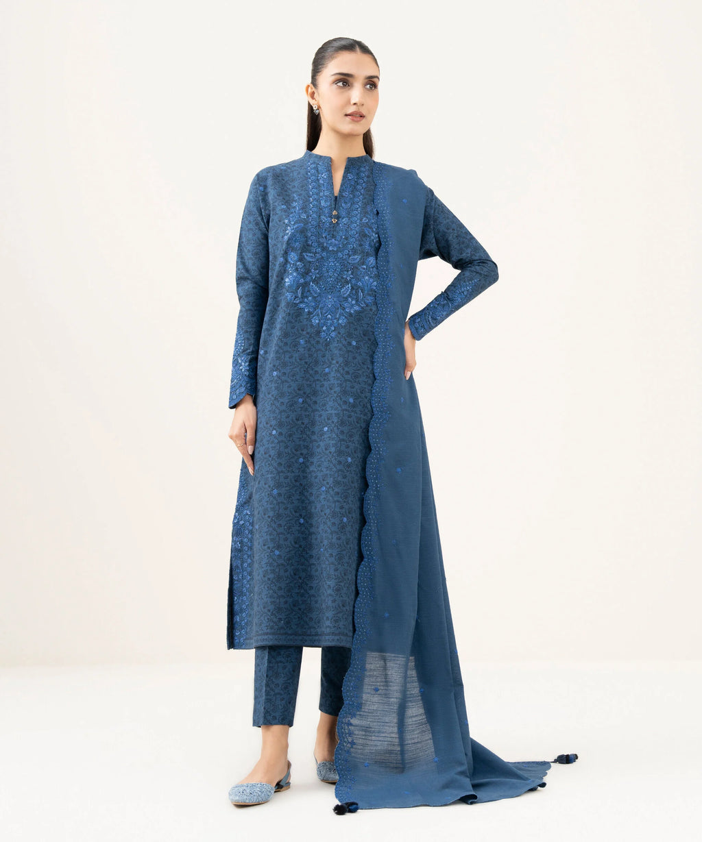 3 Piece - Embroidered Cotton Suit