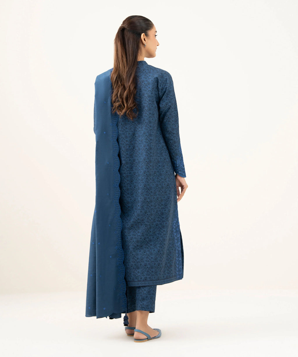 3 Piece - Embroidered Cotton Suit