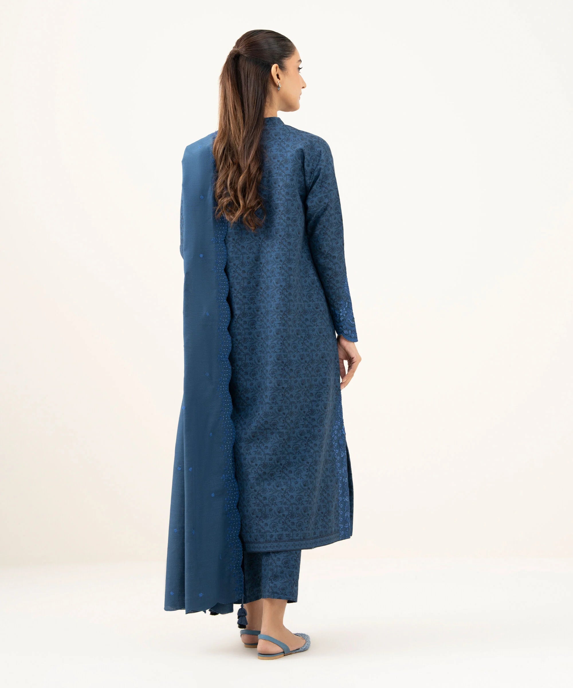 3 Piece - Embroidered Cotton Suit