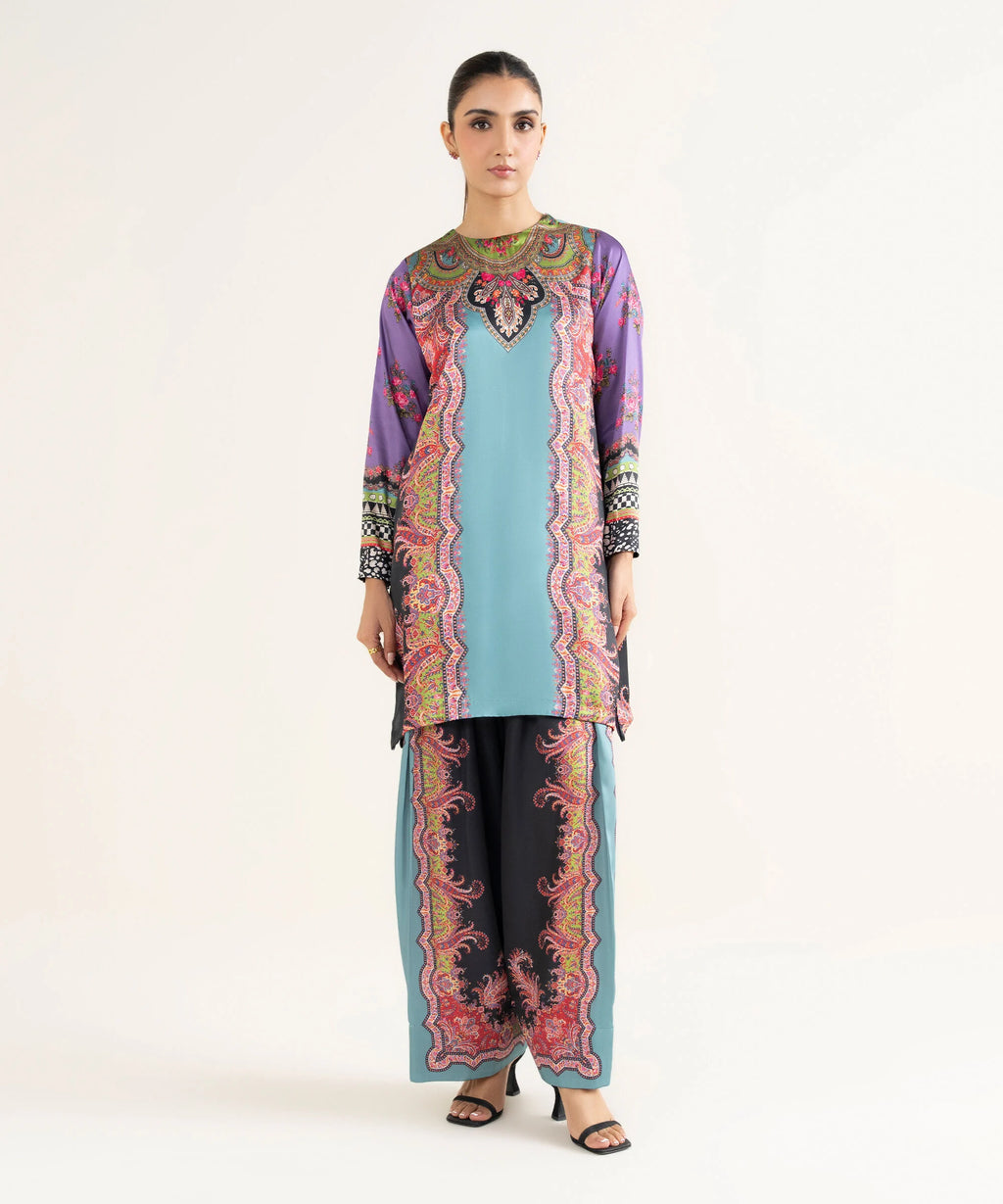 2 Piece - Printed Silk Suit