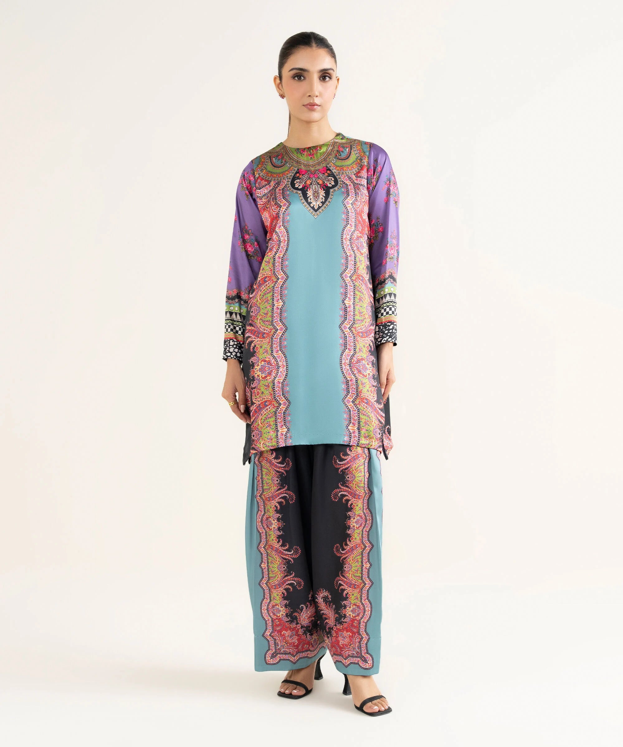 2 Piece - Printed Silk Suit