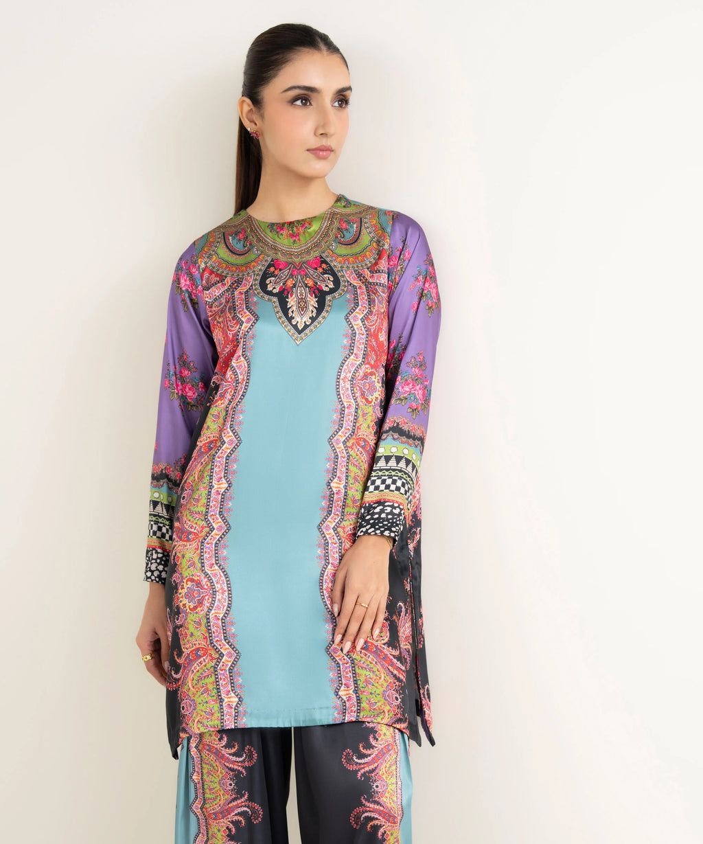 2 Piece - Printed Silk Suit