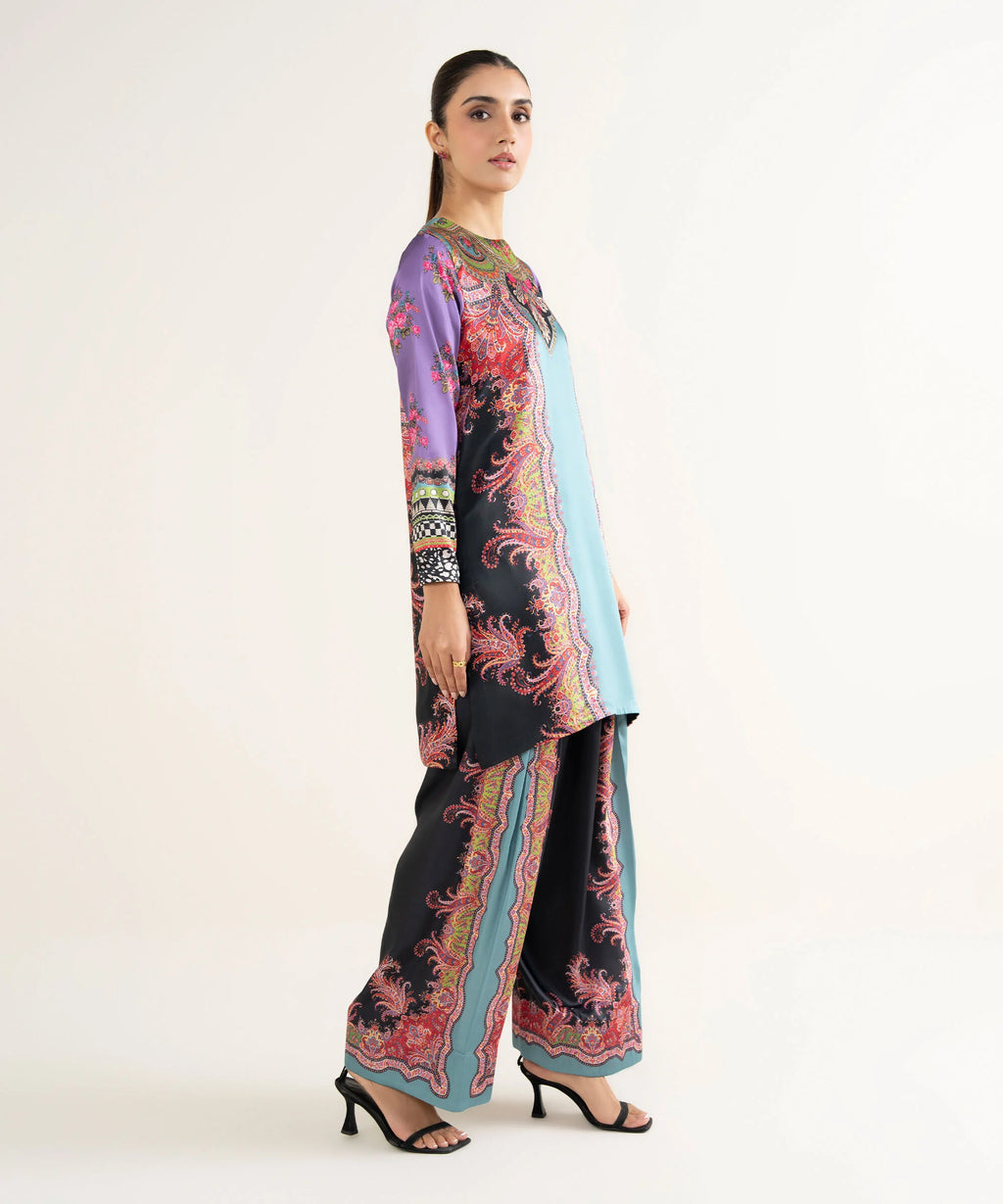 2 Piece - Printed Silk Suit