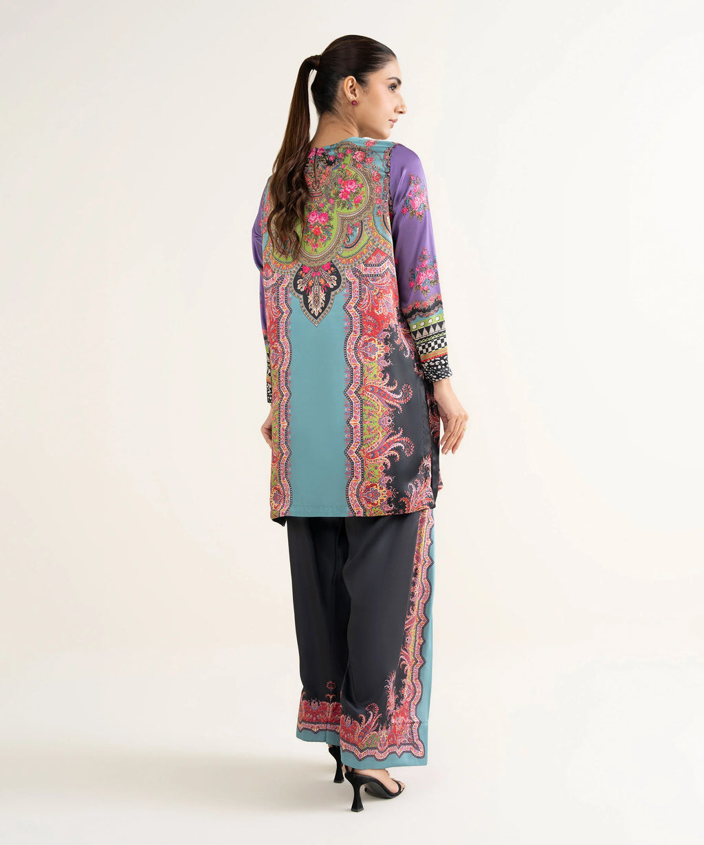 2 Piece - Printed Silk Suit