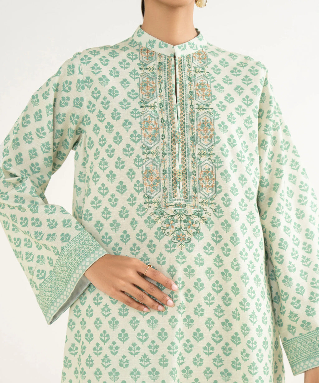 2 Piece - Embroidered Light Khaddar Suit