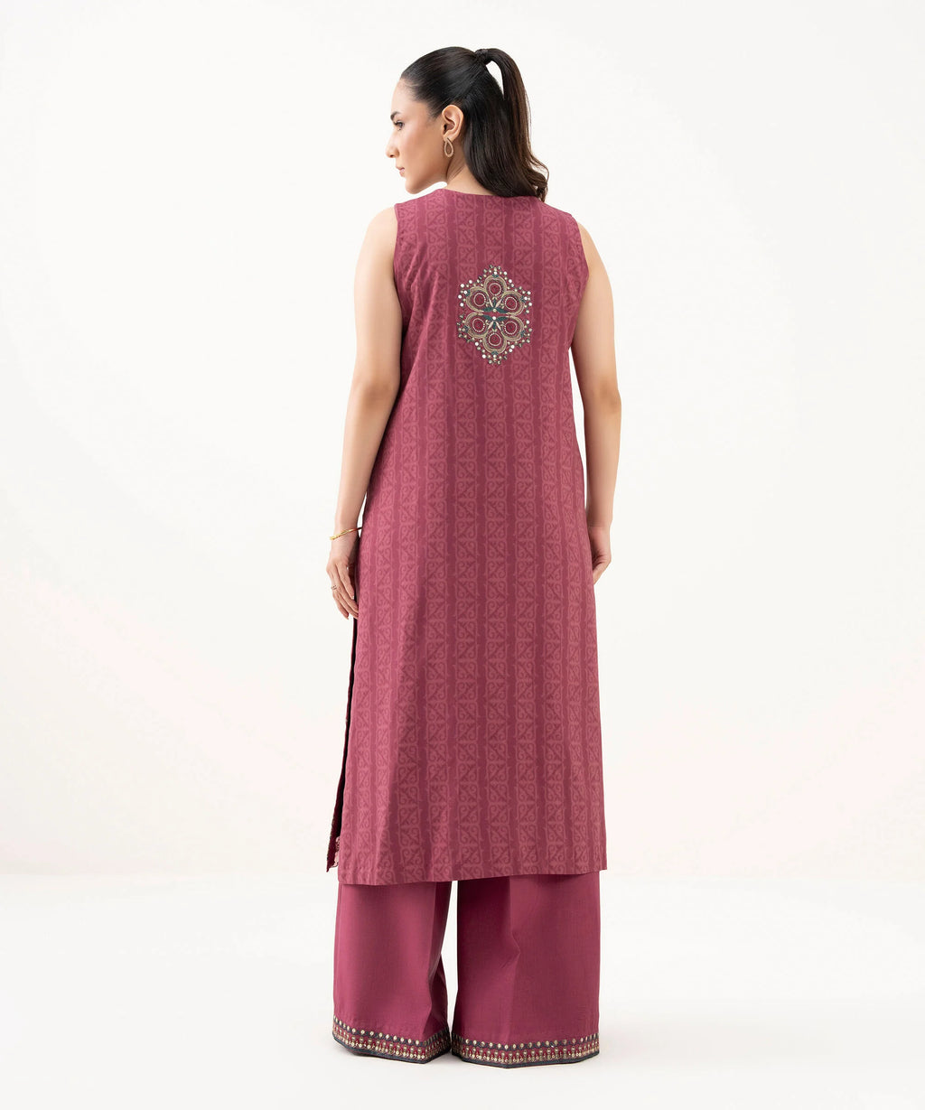 2 Piece - Embroidered Linen Suit