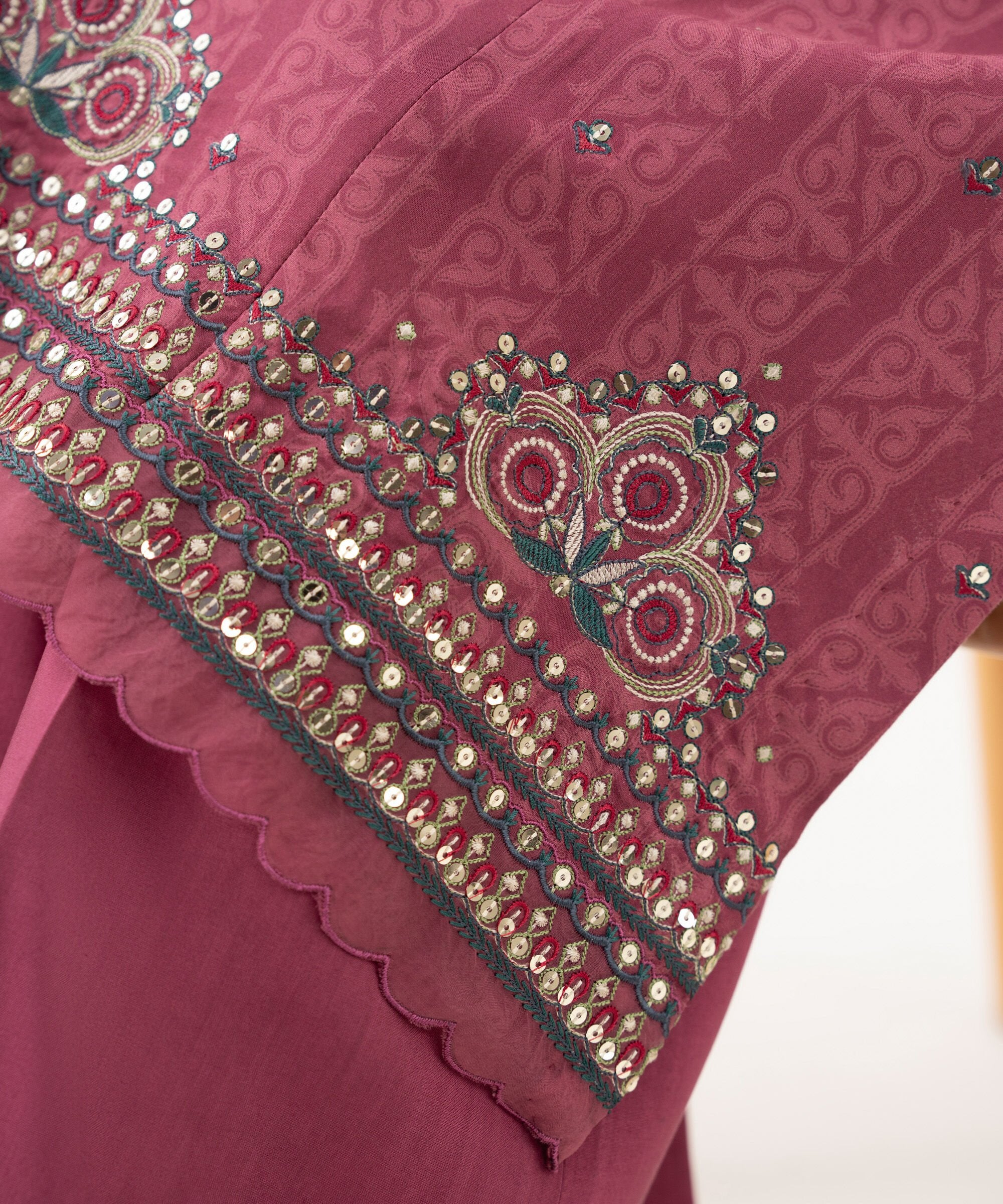 2 Piece - Embroidered Linen Suit