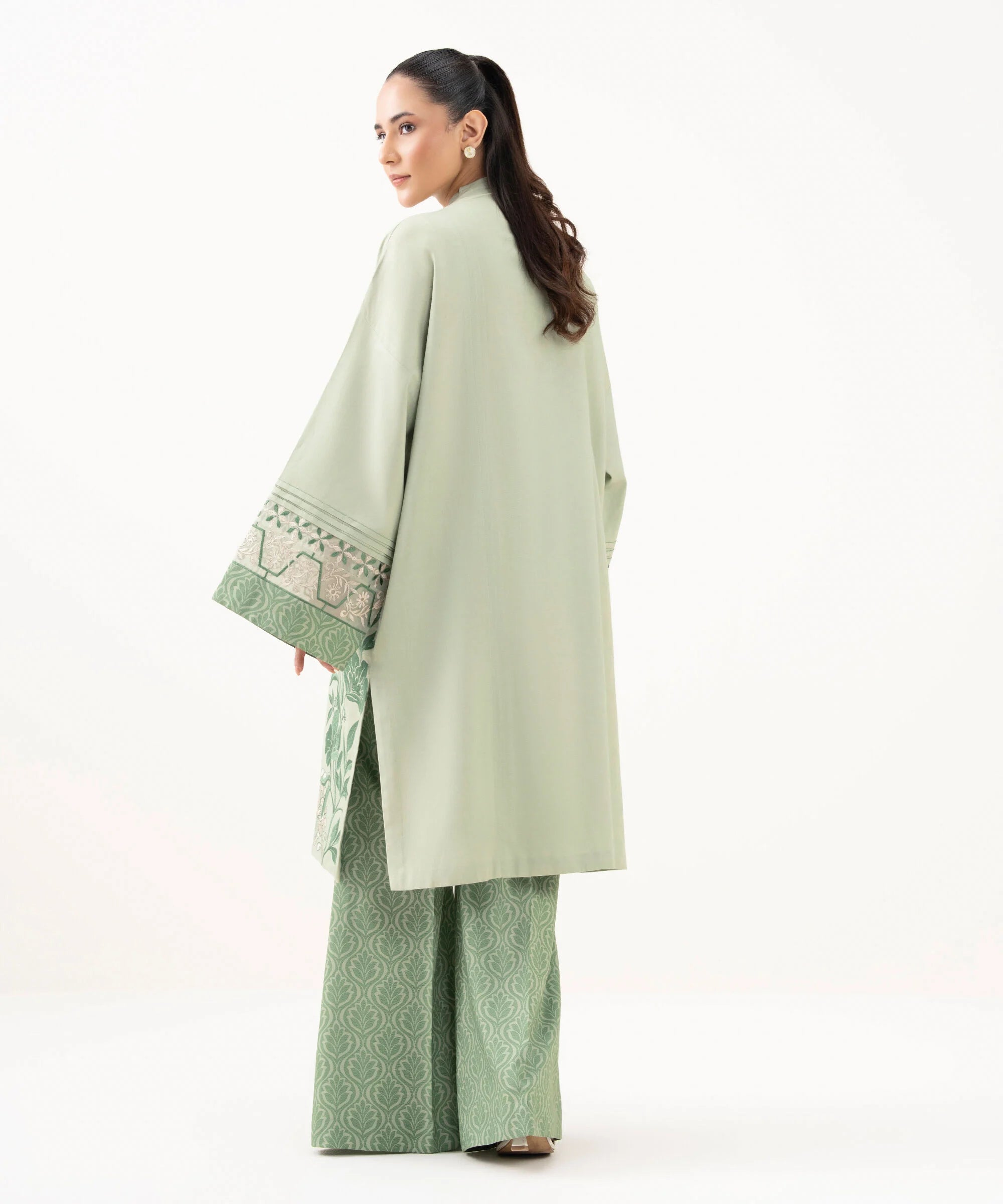 2 Piece - Embroidered Linen Suit