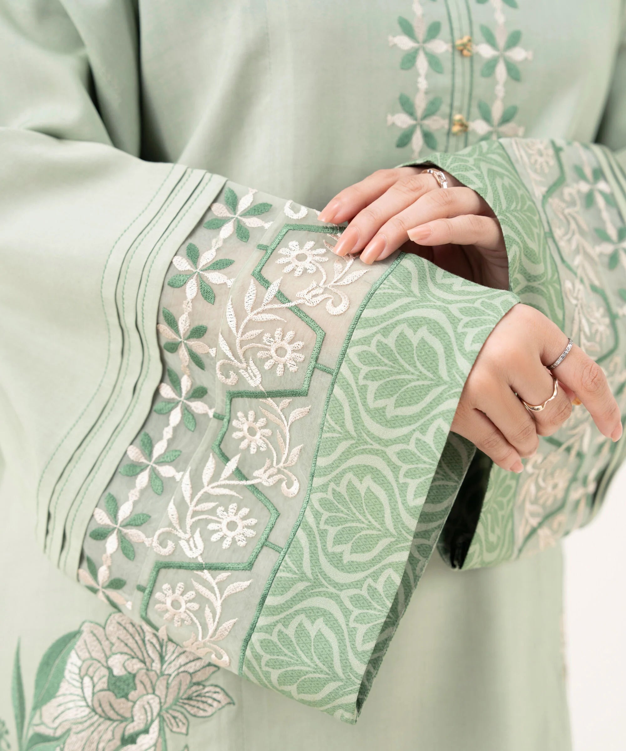 2 Piece - Embroidered Linen Suit