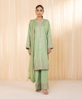 3 Piece - Embroidered Cotton Satin Suit