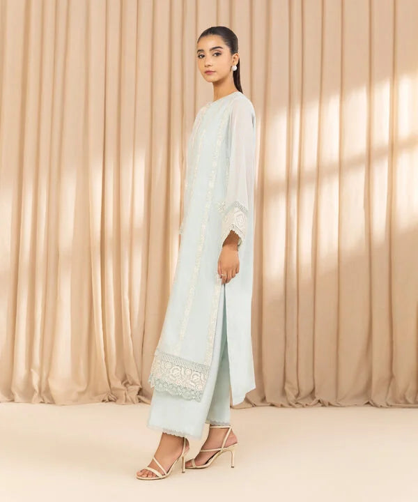 3 Piece - Embroidered Net Suit
