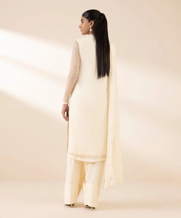 3 Piece - Embroidered Chiffon Suit
