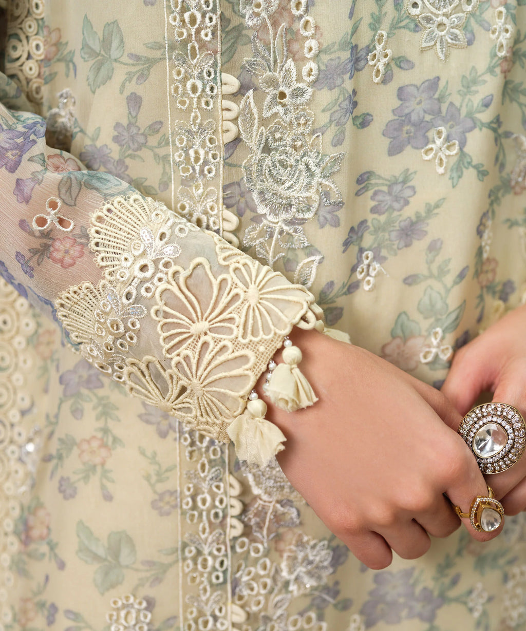 3 Piece - Embroidered Chiffon Suit