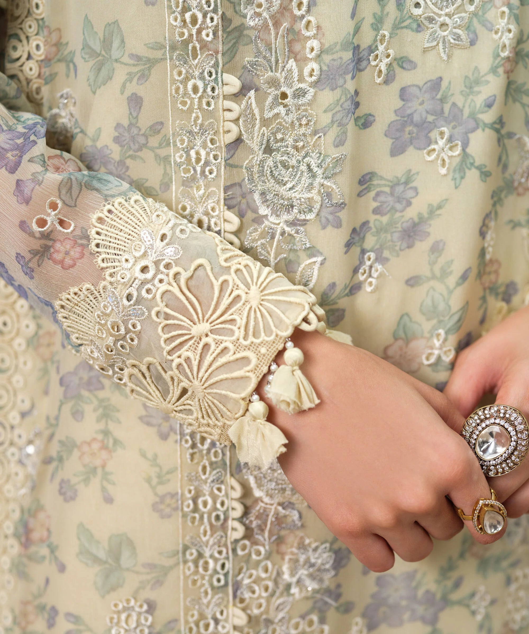 3 Piece - Embroidered Chiffon Suit