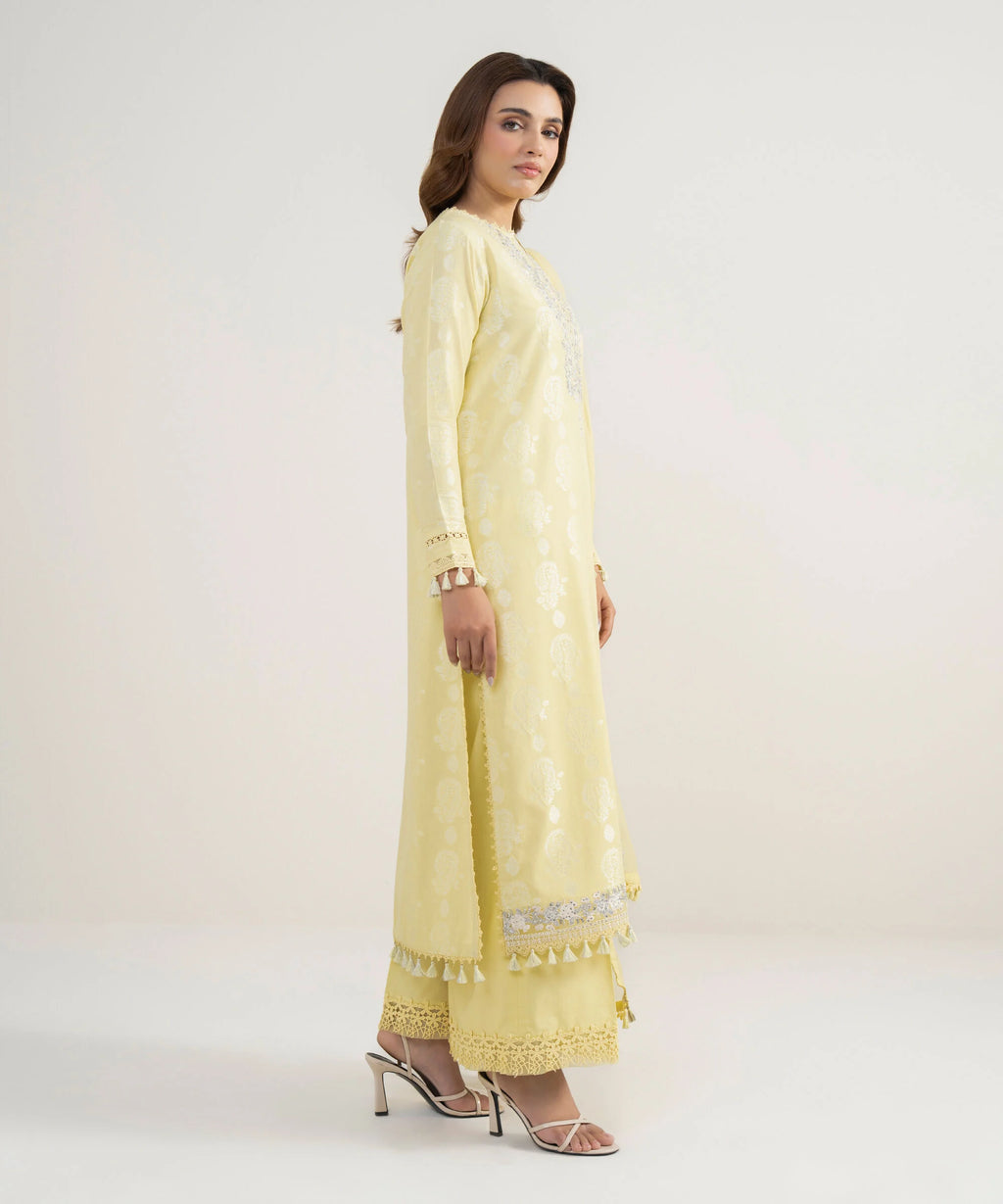 3 Piece - Embroidered Jacquard Suit