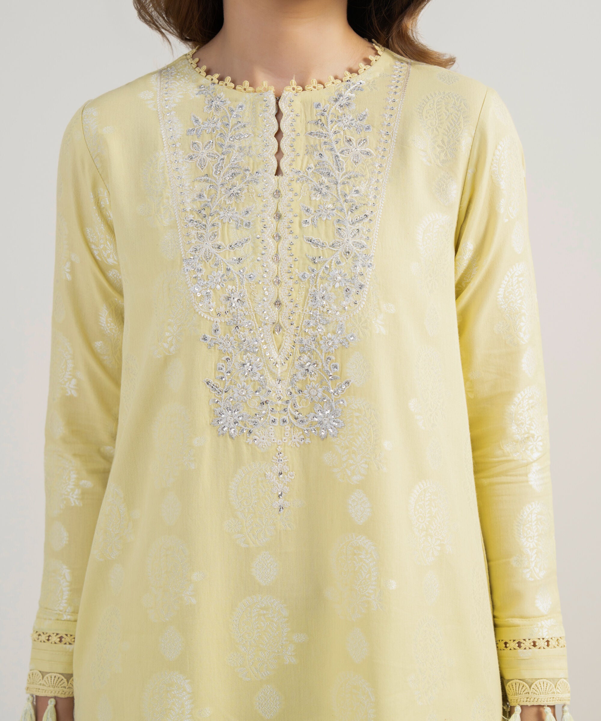 3 Piece - Embroidered Jacquard Suit