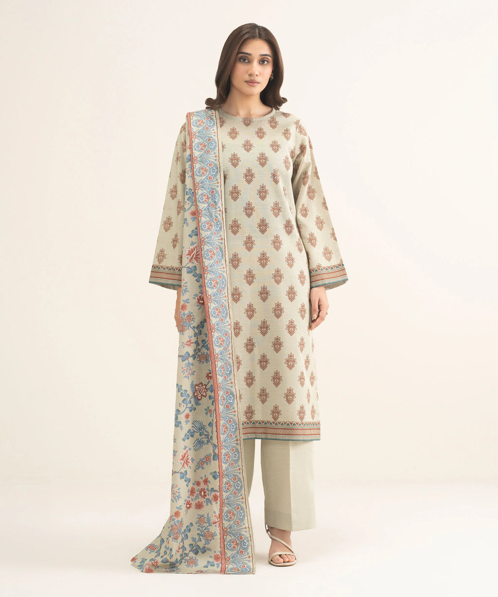 3 Piece - Printed Khaddar Suit