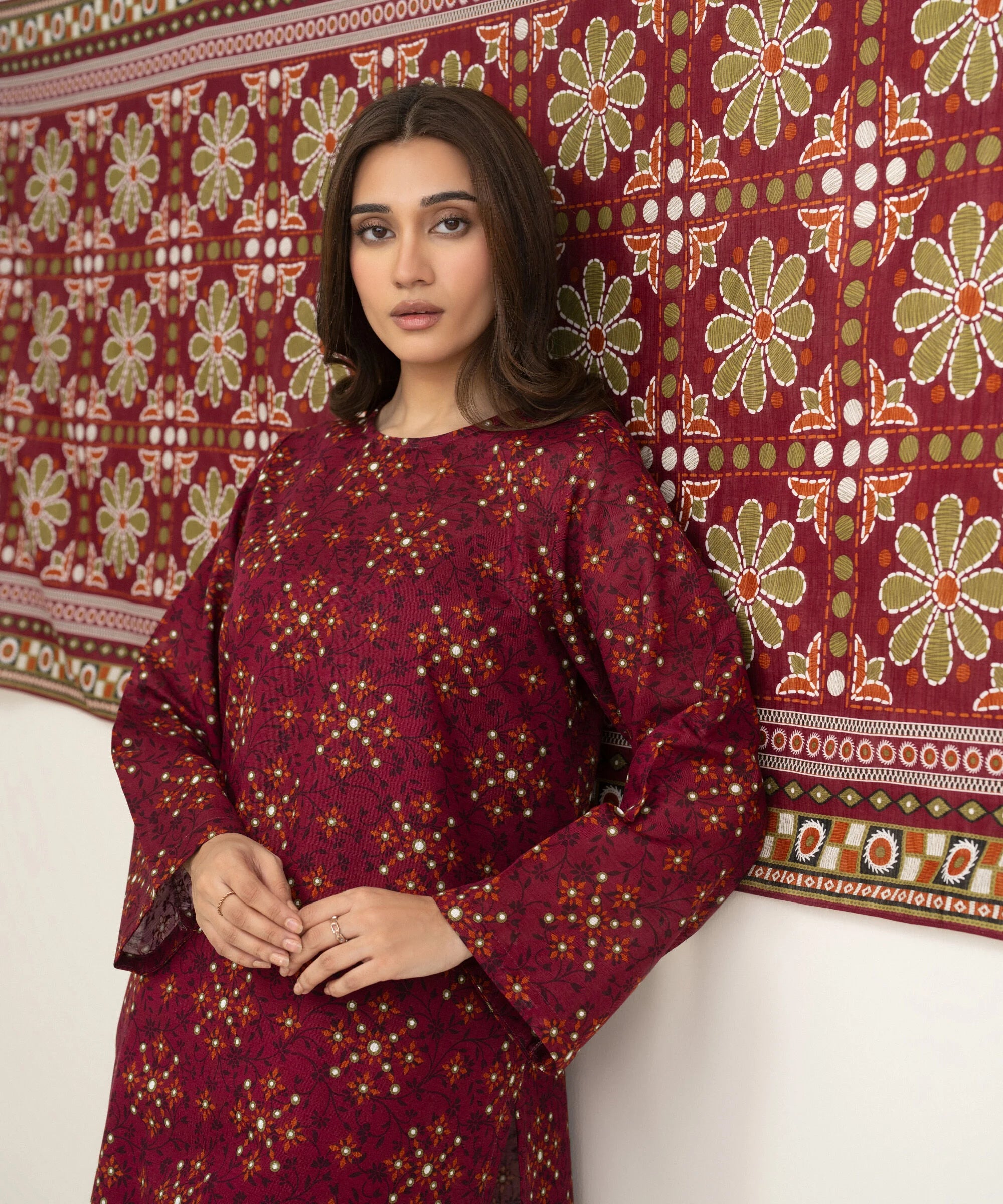 3 Piece - Printed Khaddar Suit