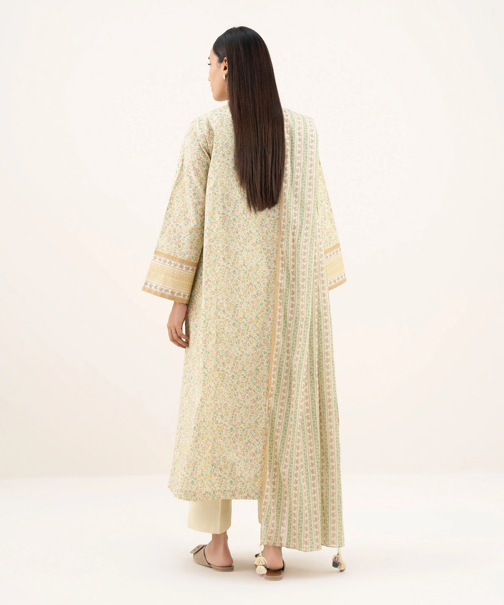 3 Piece - Printed Cotton Suit