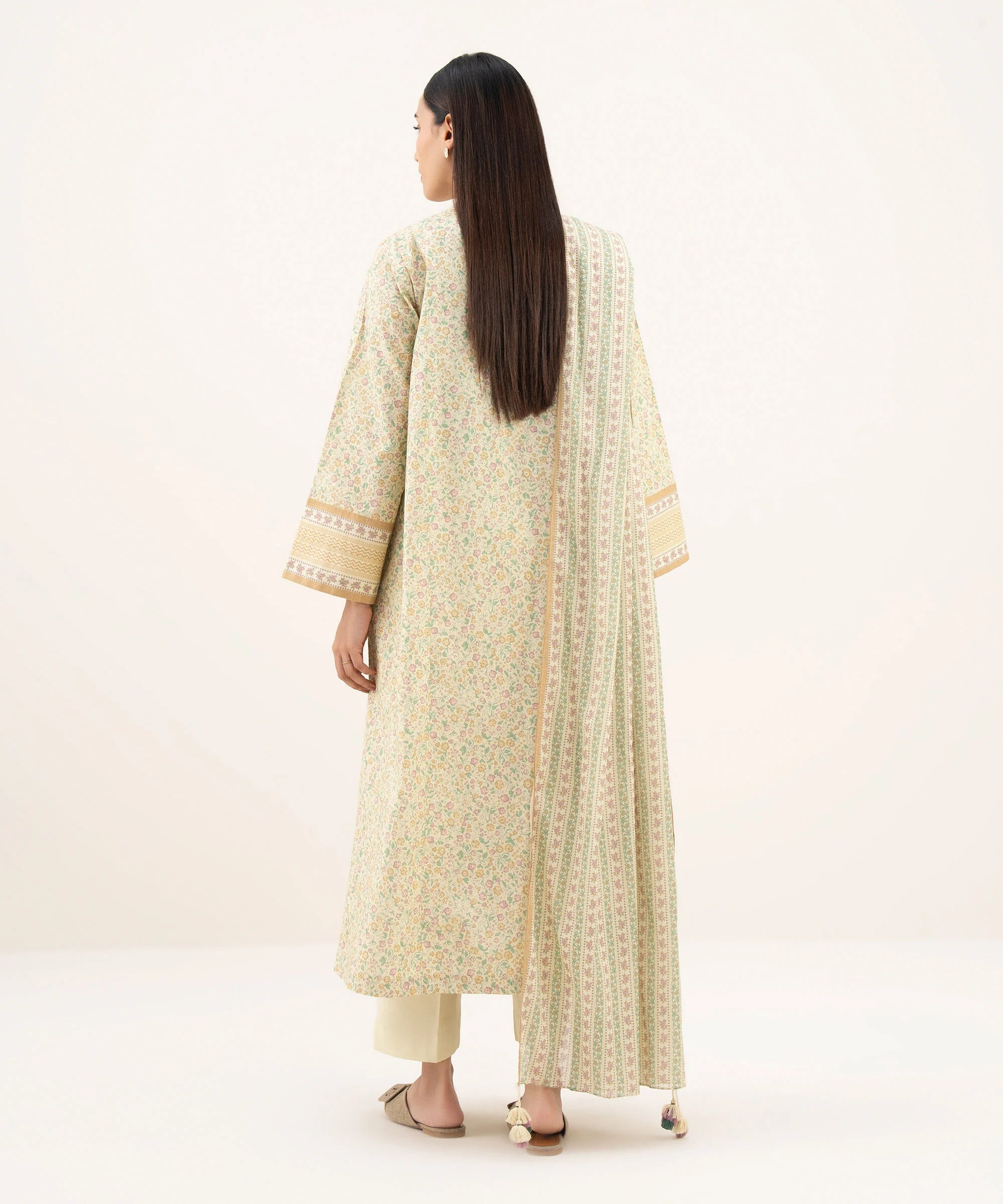 3 Piece - Printed Cotton Suit