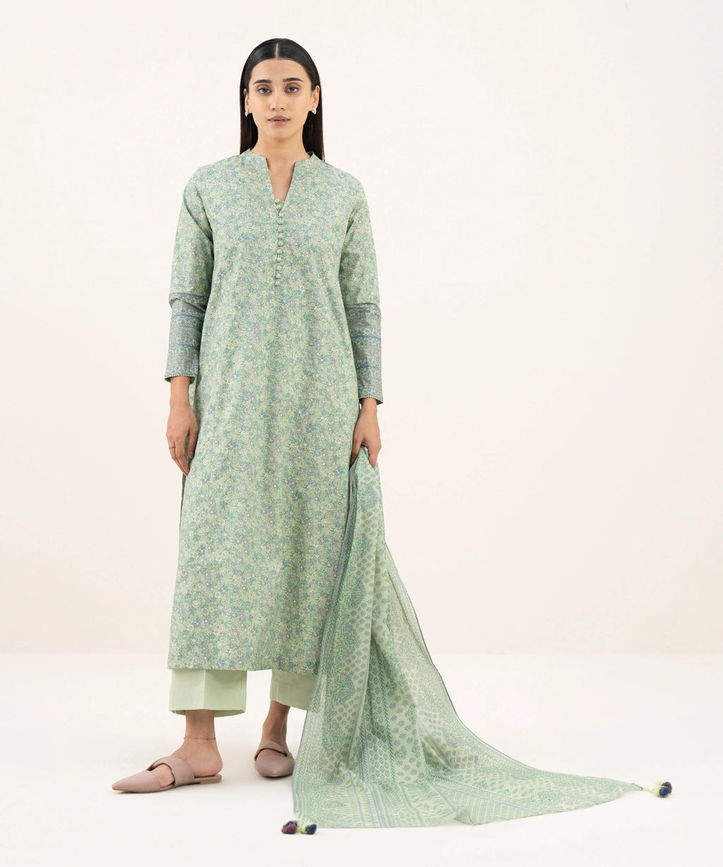 3 Piece - Printed Cotton Suit