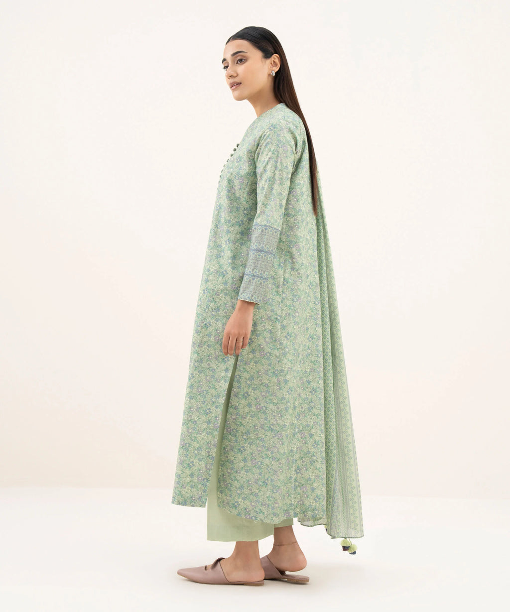 3 Piece - Printed Cotton Suit