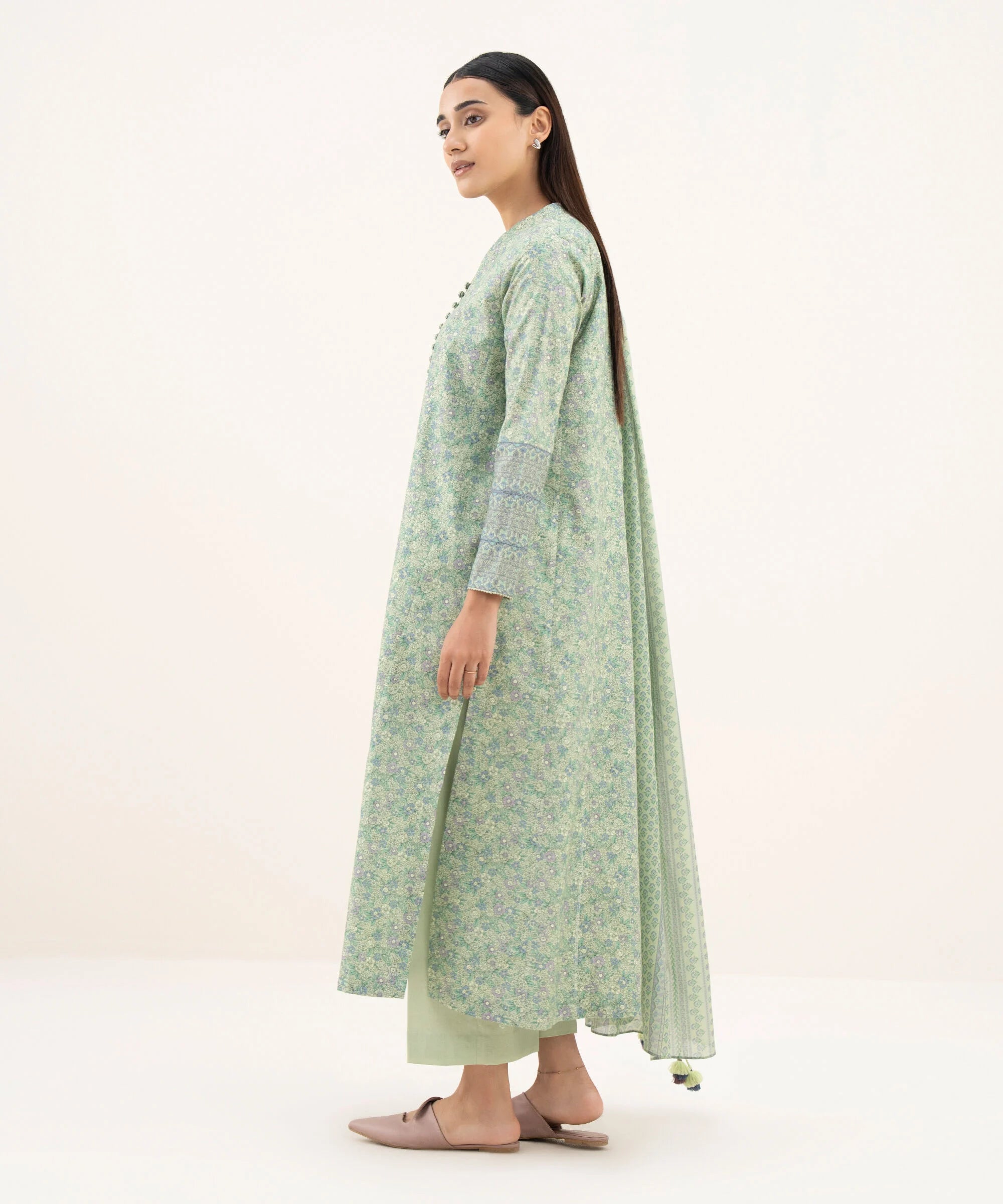 3 Piece - Printed Cotton Suit