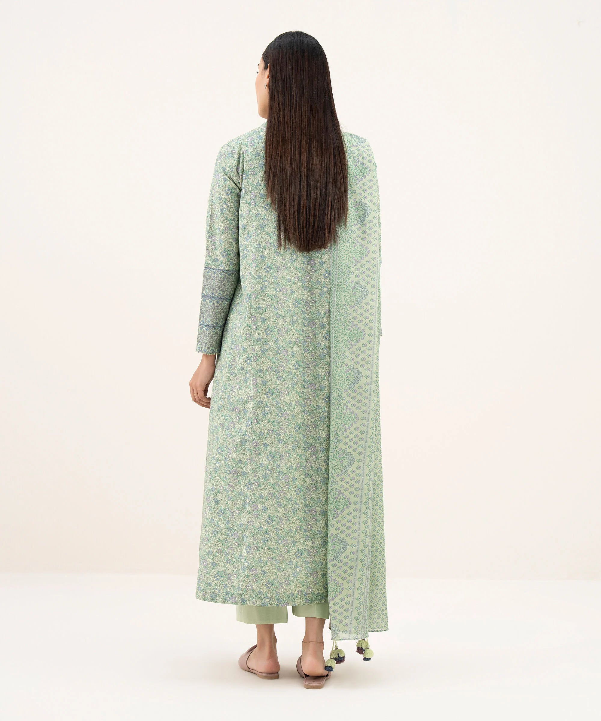 3 Piece - Printed Cotton Suit