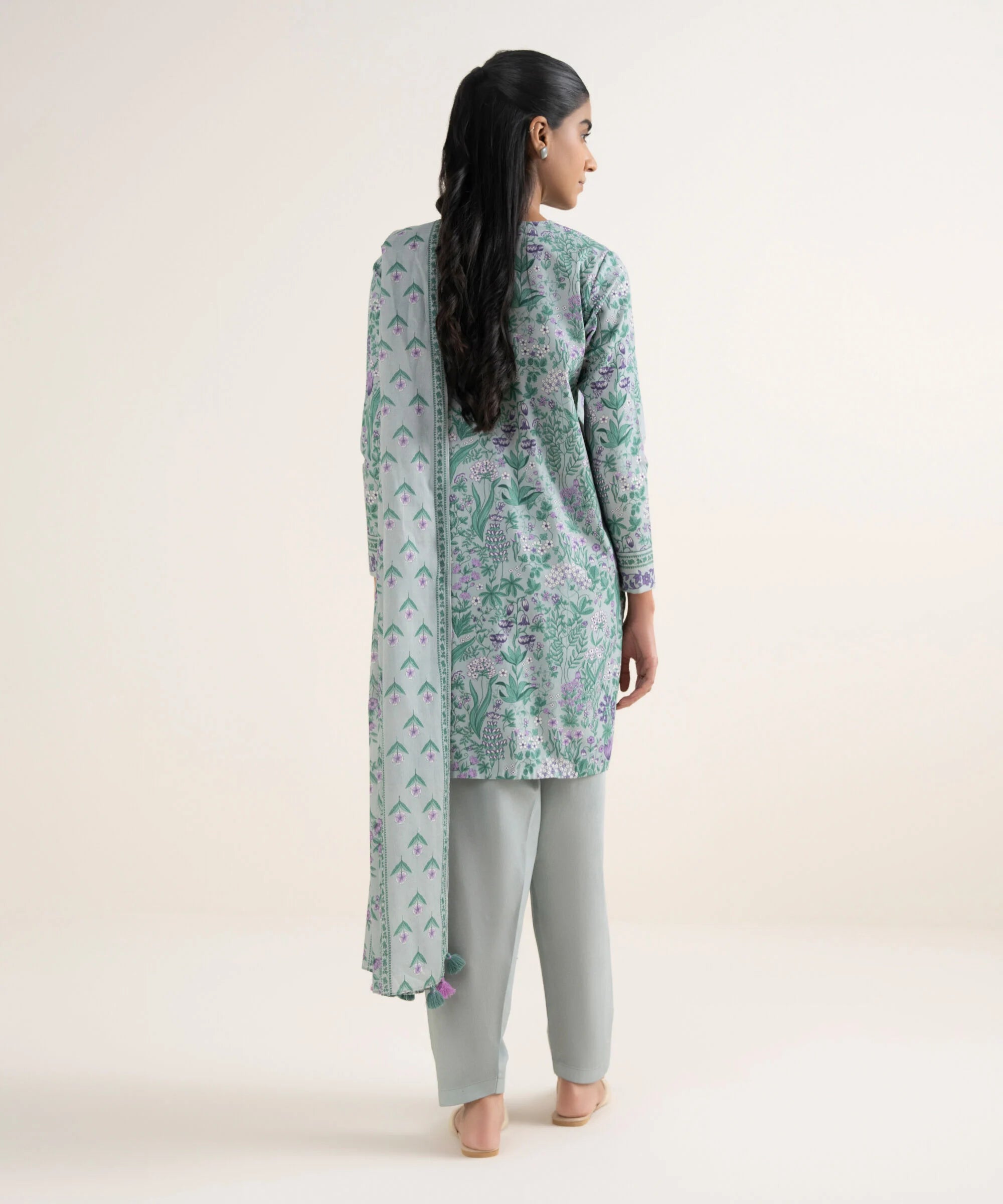 3 Piece - Printed Cotton Suit
