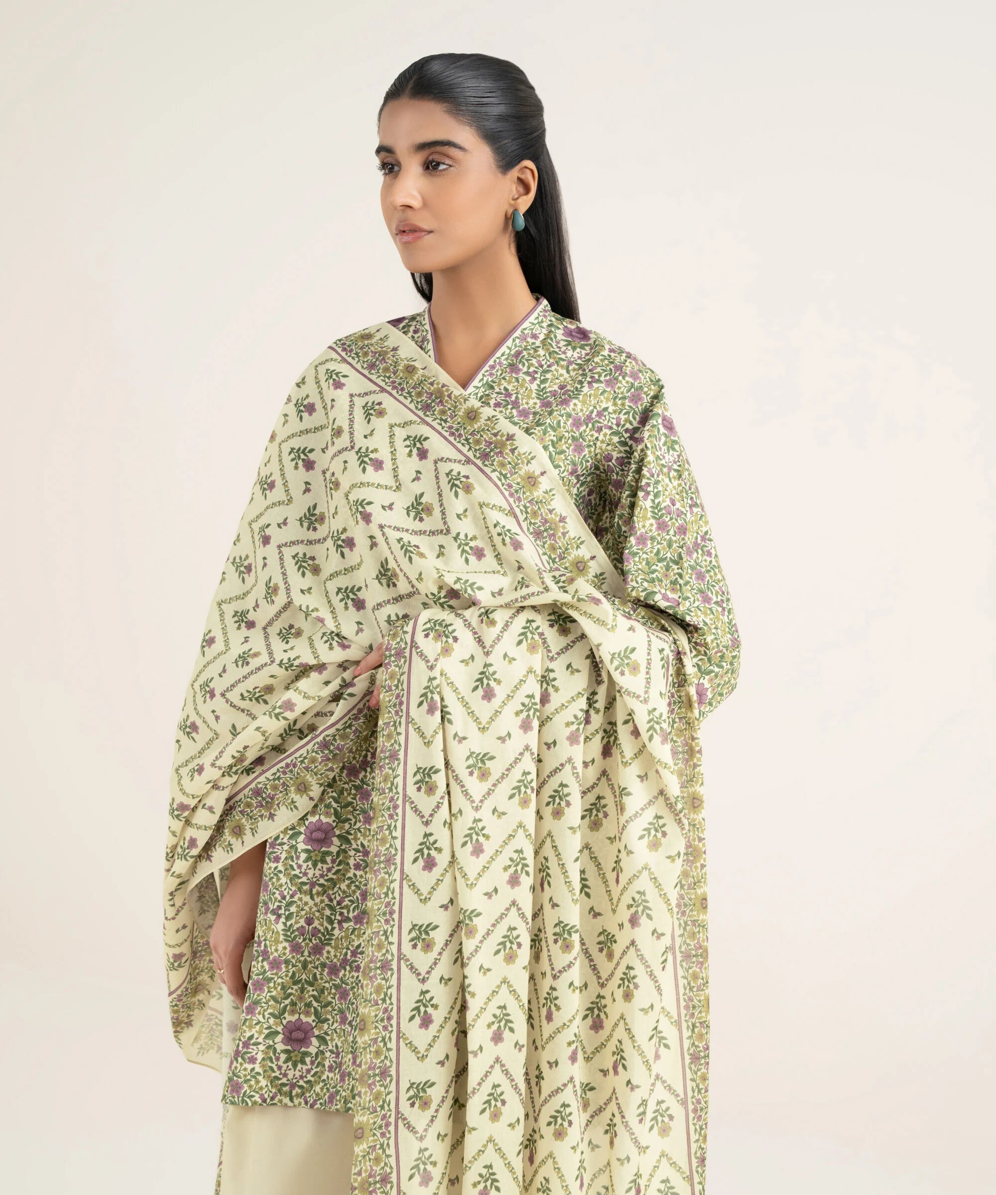 3 Piece - Printed Cotton Suit
