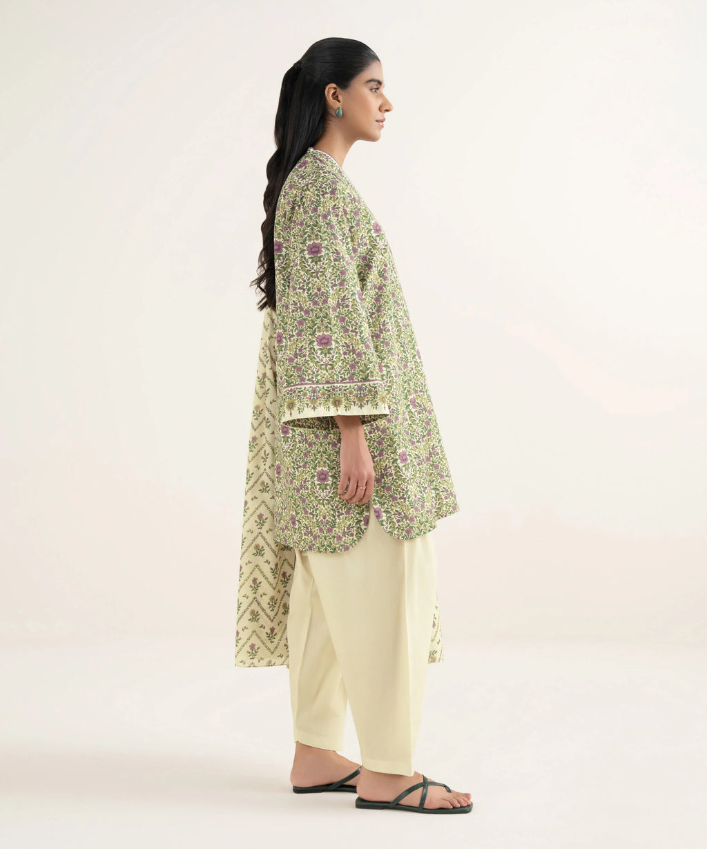 3 Piece - Printed Cotton Suit