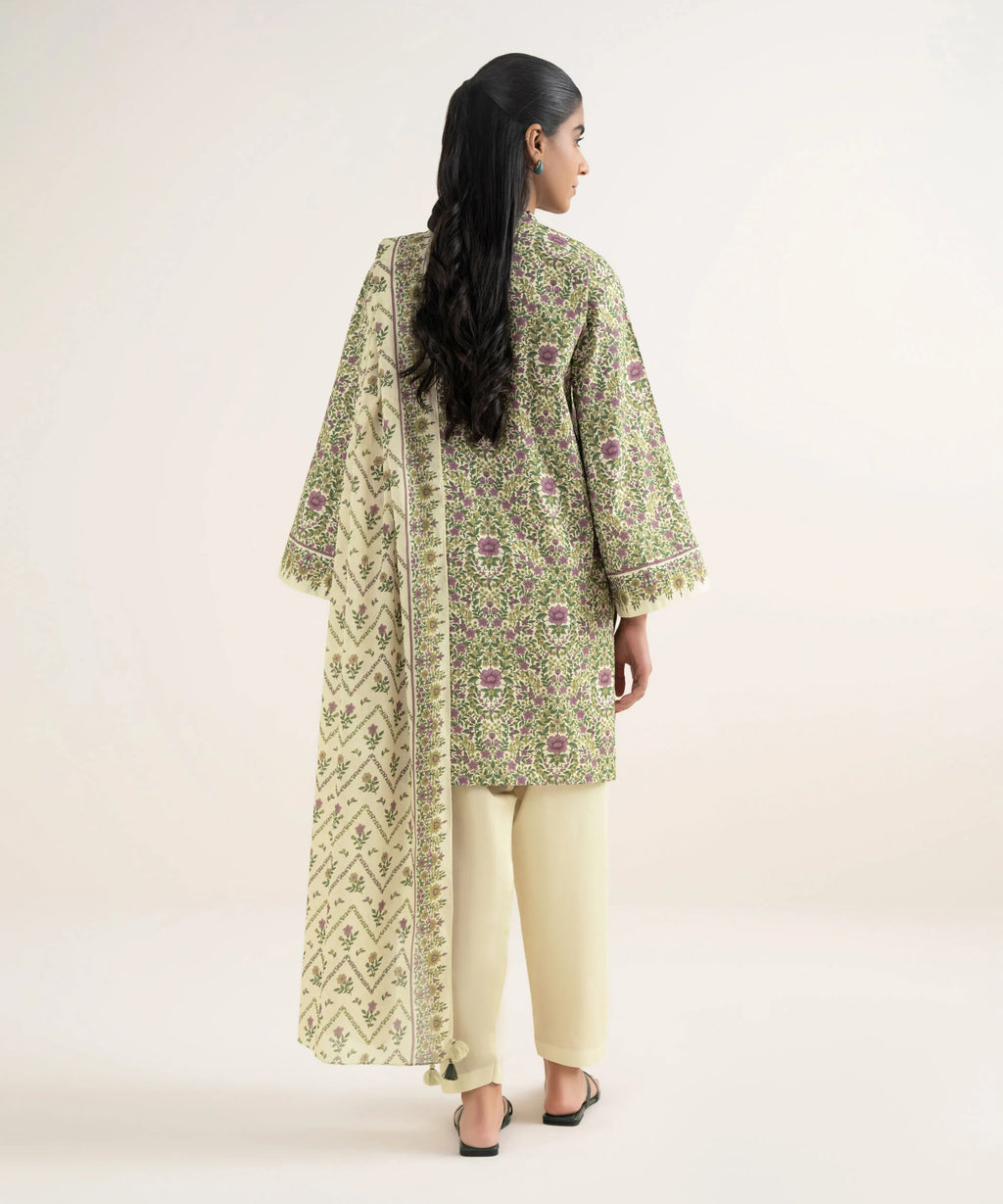 3 Piece - Printed Cotton Suit