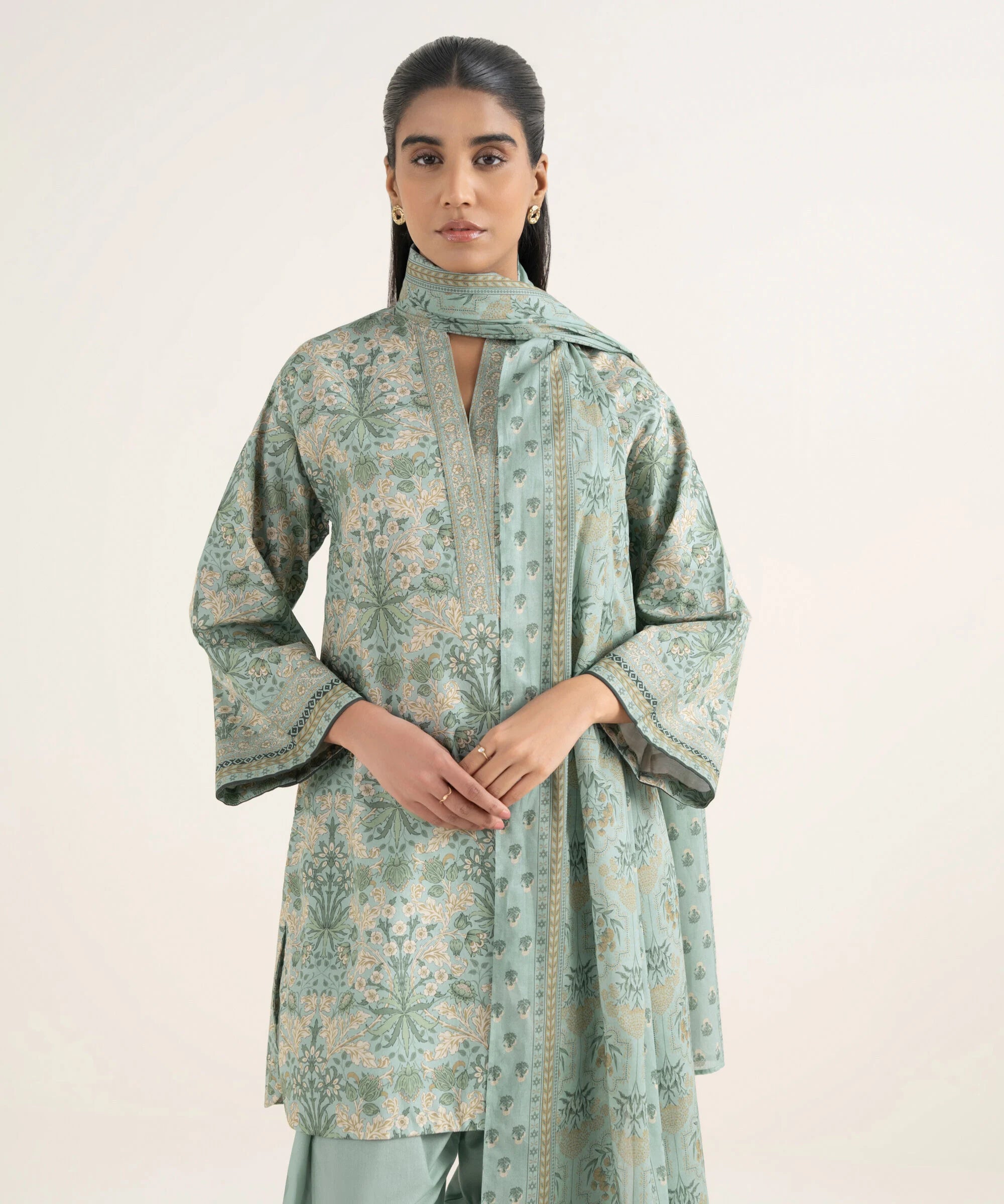 3 Piece - Printed Cotton Suit