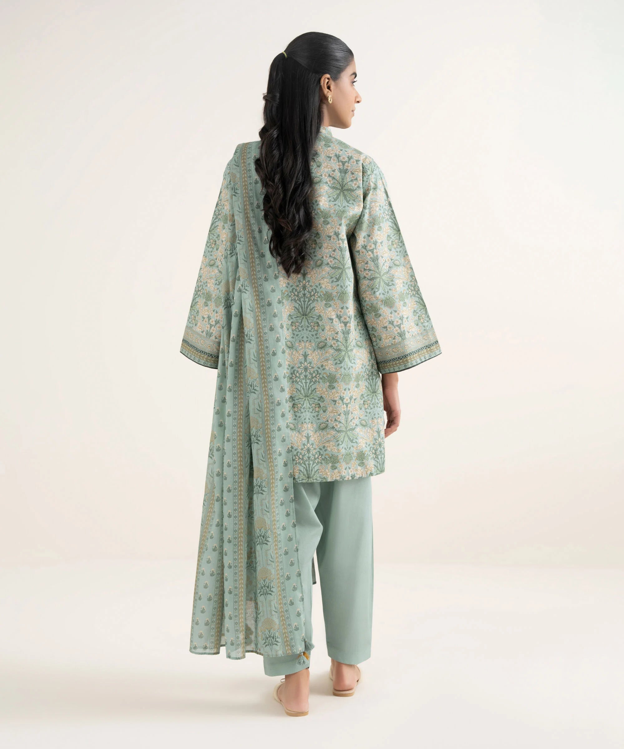 3 Piece - Printed Cotton Suit