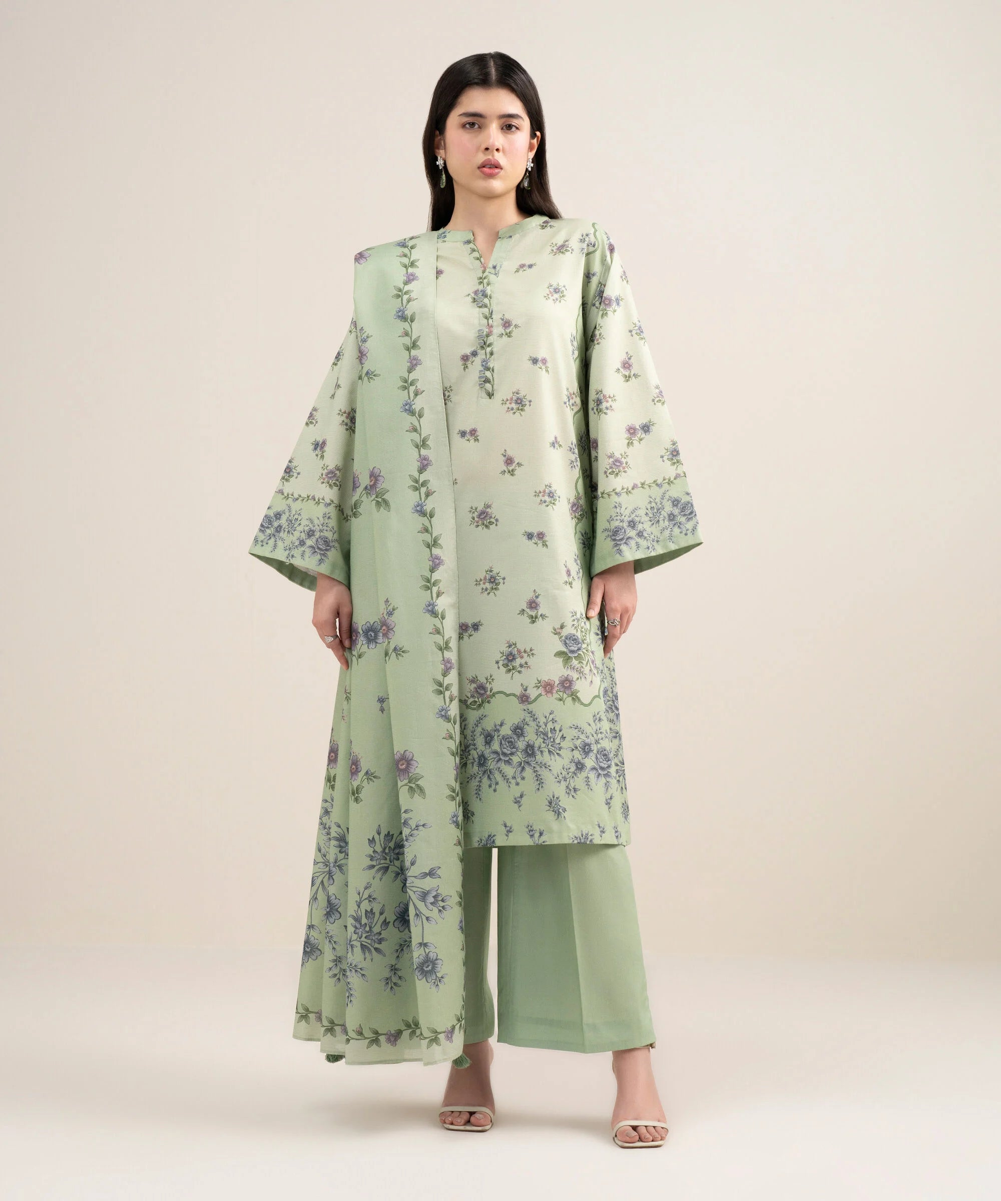 3 Piece - Printed Zari Lawn Suit