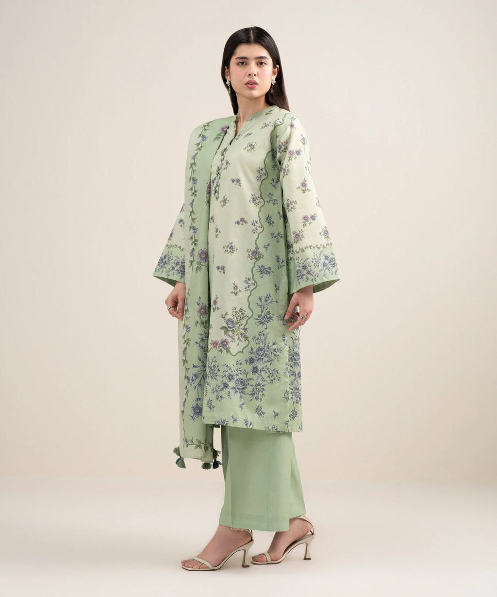 3 Piece - Printed Zari Lawn Suit