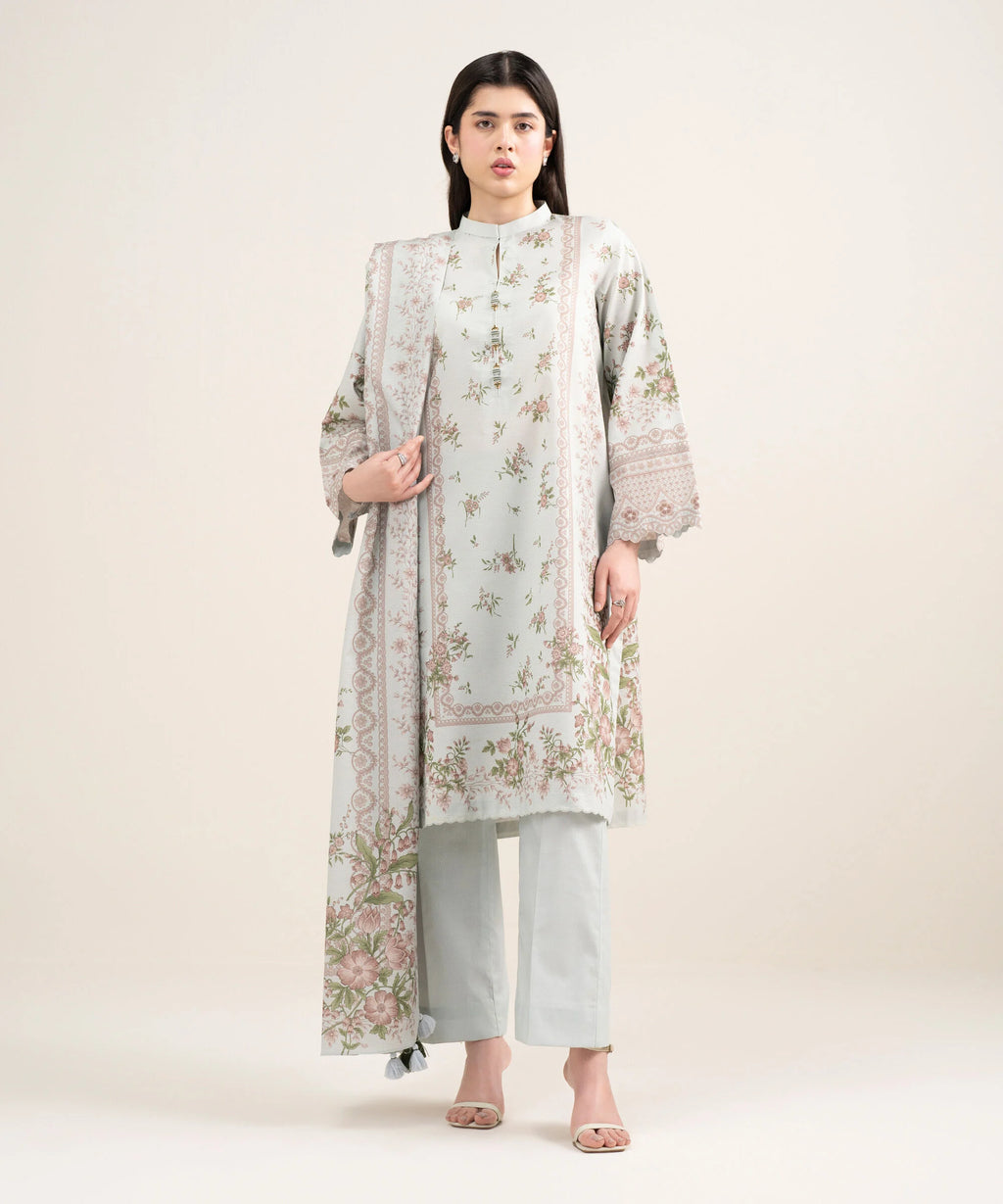 3 Piece - Printed Zari Lawn Suit