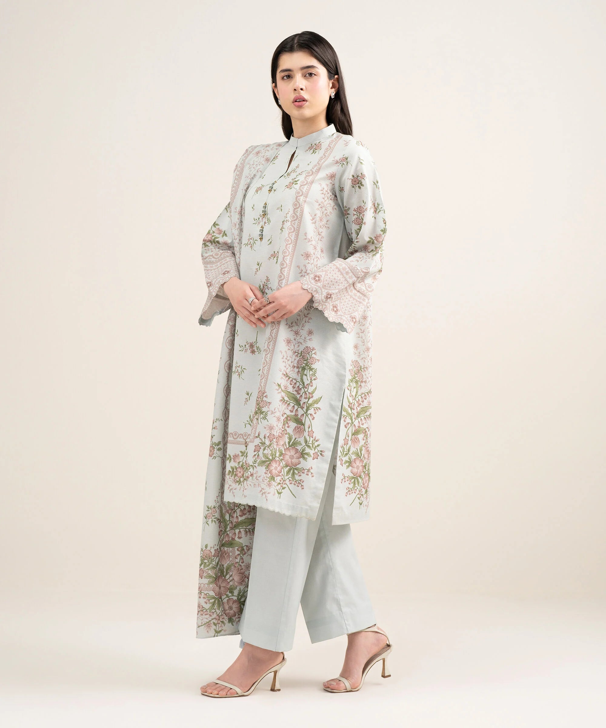 3 Piece - Printed Zari Lawn Suit