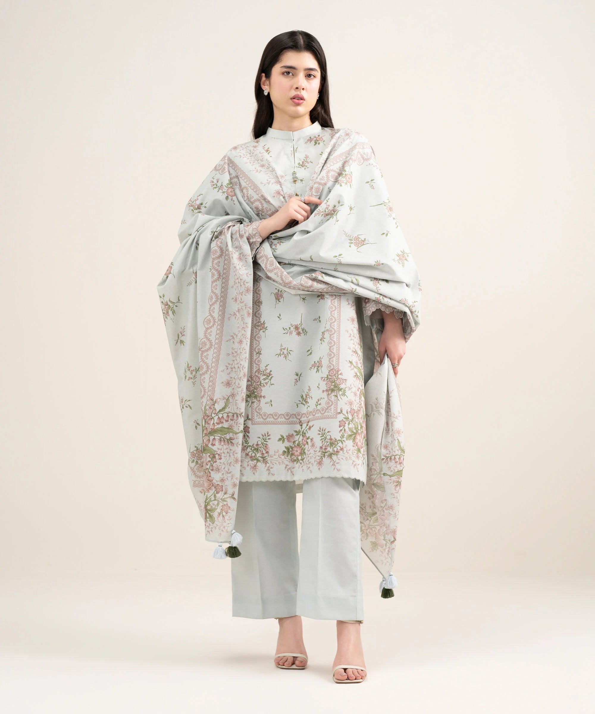 3 Piece - Printed Zari Lawn Suit