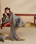 3 Piece - Embroidered Blended Net Suit