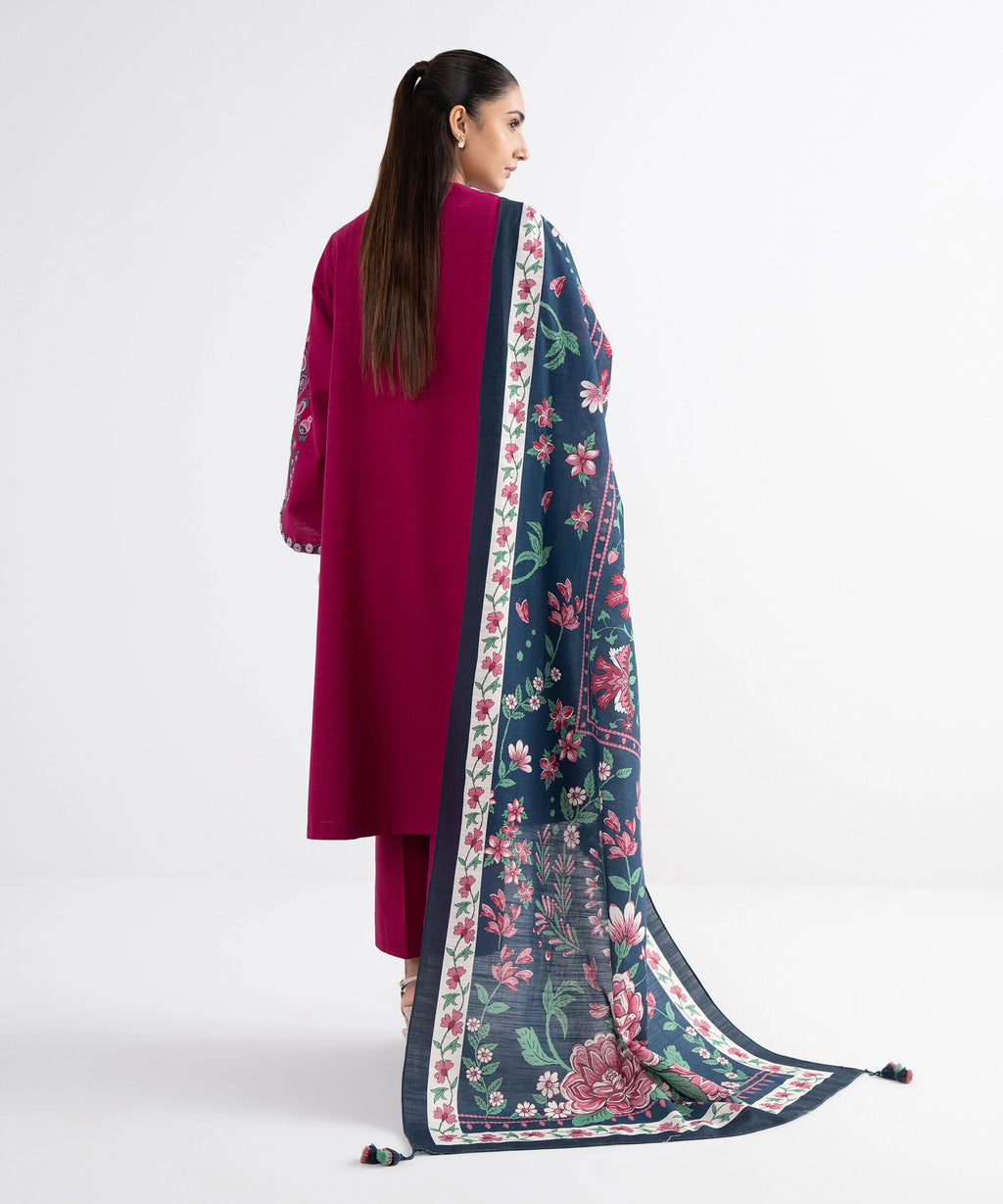 3 Piece - Embroidered Khaddar Suit