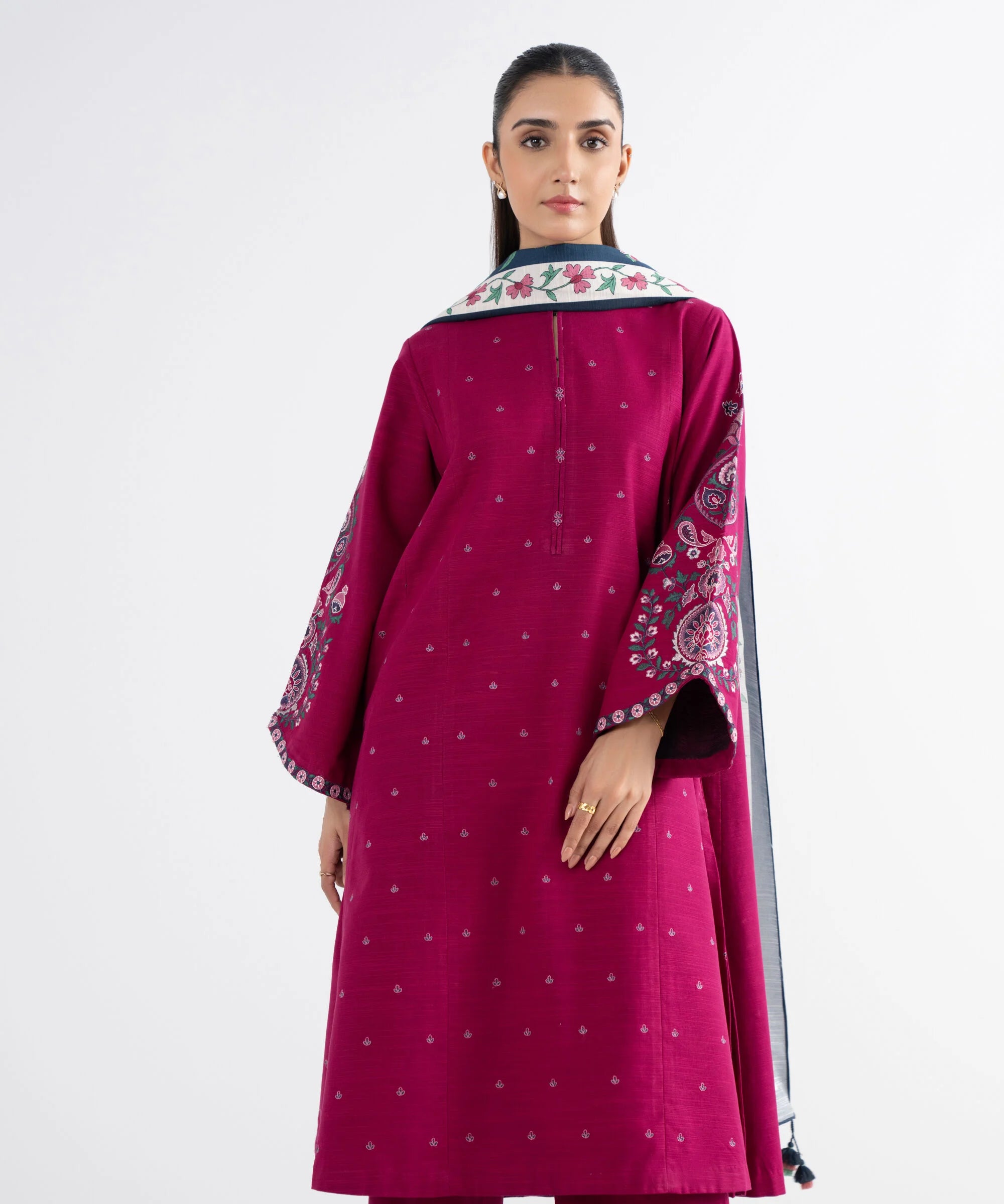3 Piece - Embroidered Khaddar Suit