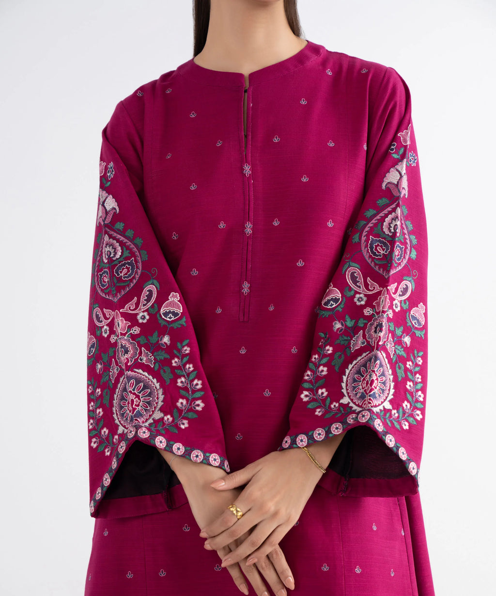 3 Piece - Embroidered Khaddar Suit