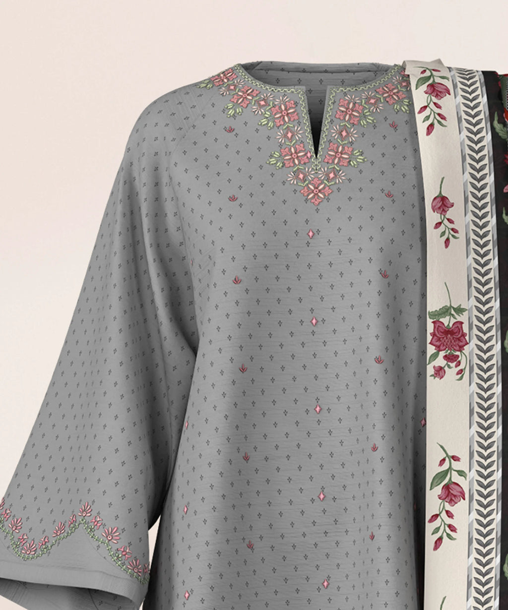 3 Piece - Embroidered Khaddar Suit